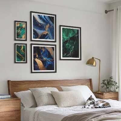 Paveikslų rinkinys miegamajam Elegantiškos abstrakcijos su žaluma
