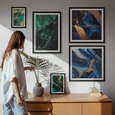 Paveikslų rinkinys miegamajam Elegantiškos abstrakcijos su žaluma