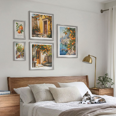 5 paveikslų rinkinys su rėmais Atmosferiniai vaisių vaizdai