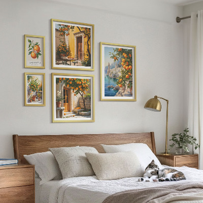 5 paveikslų rinkinys su rėmais Atmosferiniai vaisių vaizdai
