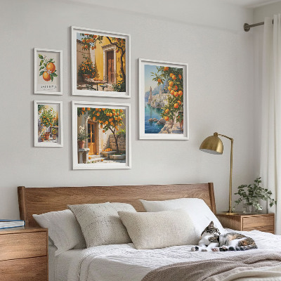 5 paveikslų rinkinys su rėmais Atmosferiniai vaisių vaizdai