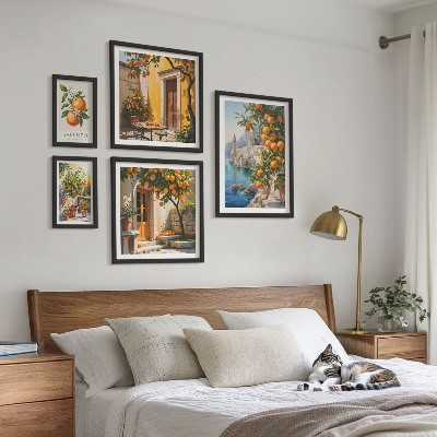 5 paveikslų rinkinys su rėmais Atmosferiniai vaisių vaizdai