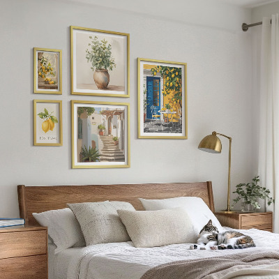 Paveikslų rinkinys miegamajam Citrusinio stiliaus įkvėpimas