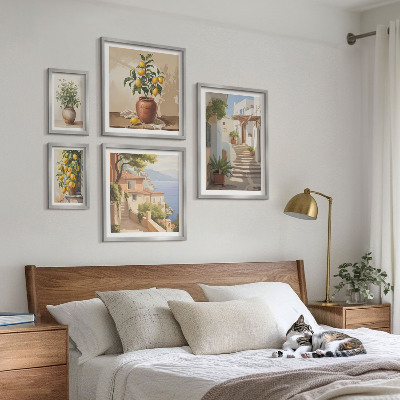 5 paveikslų rinkinys su rėmais Stilingi gatvės augalai interjere