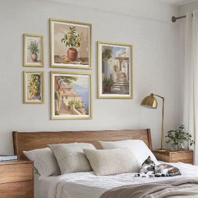 5 paveikslų rinkinys su rėmais Stilingi gatvės augalai interjere