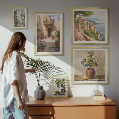 Sieninė paveikslų galerija Gatvės gėlės Viduržemio jūros stiliumi