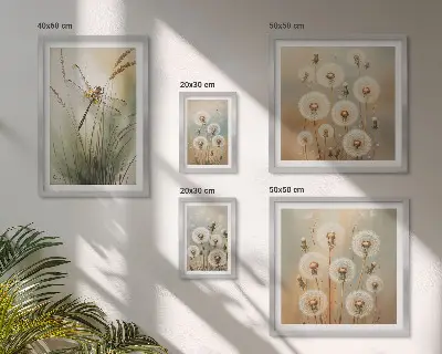 Sieninė paveikslų galerija su laumžirgių ir kiaulpienių žiedų motyvais
