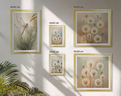 Sieninė paveikslų galerija su laumžirgių ir kiaulpienių žiedų motyvais