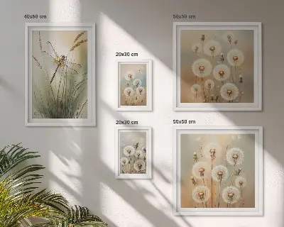 Sieninė paveikslų galerija su laumžirgių ir kiaulpienių žiedų motyvais