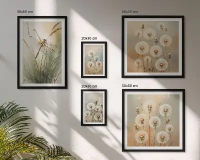 Sieninė paveikslų galerija su laumžirgių ir kiaulpienių žiedų motyvais