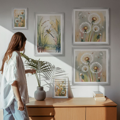 5 paveikslų rinkinys su rėmais Gėlių laumžirgiai gamtos stiliumi