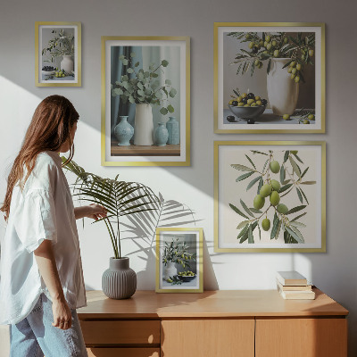 Sieninė paveikslų galerija Žaliųjų alyvuogių žiedai skandinaviško stiliaus