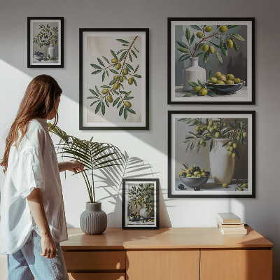5 paveikslų rinkinys su rėmais Alyvuogių akcentai kaimiškame interjere