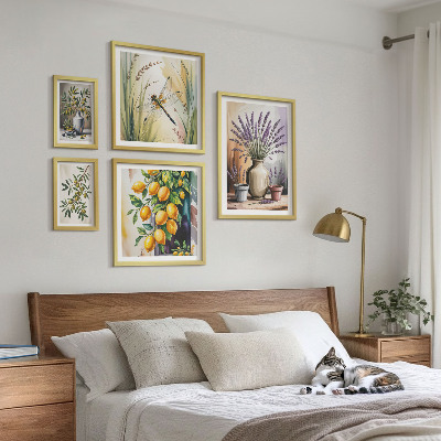 Paveikslų rinkinys miegamajam Gėlių citrinų alyvuogės kaimiškos