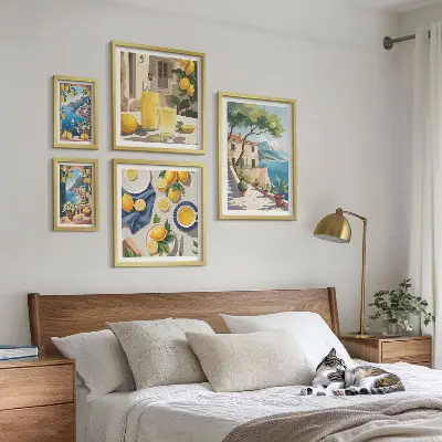 Sieninė paveikslų galerija citrinos su vaizdingu peizažu