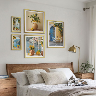 Paveikslų rinkinys miegamajam Citrininės saulės įkvėpimas