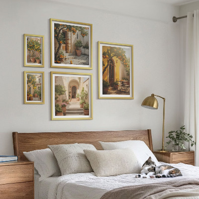 Paveikslų rinkinys miegamajam Žavingos oranžinės gatvės
