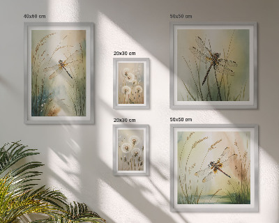 5 paveikslų rinkinys su rėmais Boho gamtos motyvai su laumžirgiais