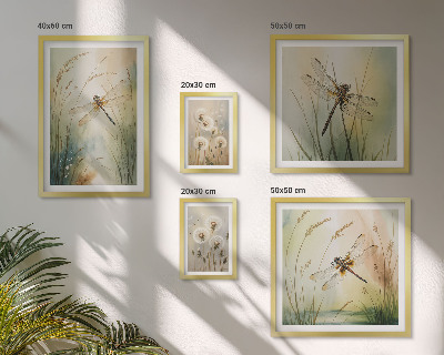 5 paveikslų rinkinys su rėmais Boho gamtos motyvai su laumžirgiais