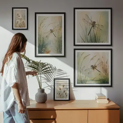 Boho gamtos motyvai su laumžirgiais 5 paveikslų rinkinys su rėmais