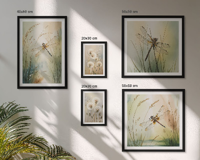 5 paveikslų rinkinys su rėmais Boho gamtos motyvai su laumžirgiais