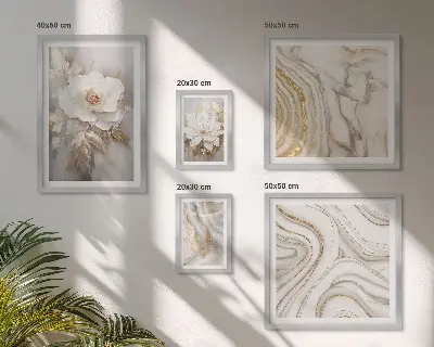 Sieninė paveikslų galerija abstrakčių gėlių motyvų elegancija
