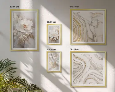 Sieninė paveikslų galerija abstrakčių gėlių motyvų elegancija