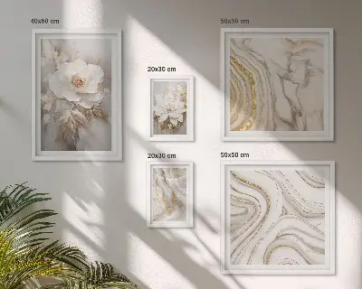 Sieninė paveikslų galerija abstrakčių gėlių motyvų elegancija