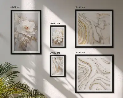 Sieninė paveikslų galerija abstrakčių gėlių motyvų elegancija