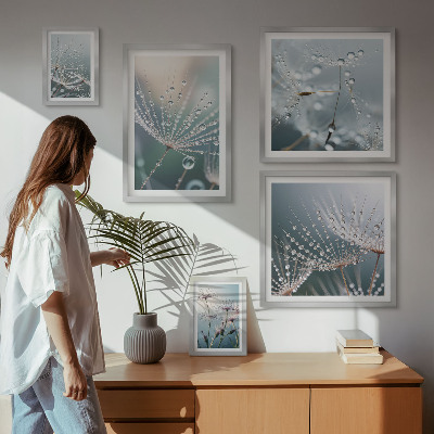 Sieninė paveikslų galerija Minimalistiniai rasos lašai augalams
