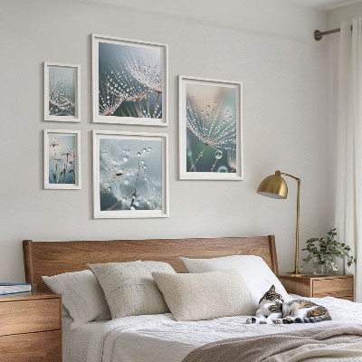 Sieninė paveikslų galerija Minimalistiniai rasos lašai augalams