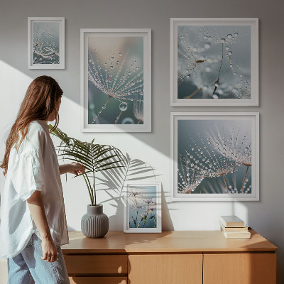 Sieninė paveikslų galerija Minimalistiniai rasos lašai augalams