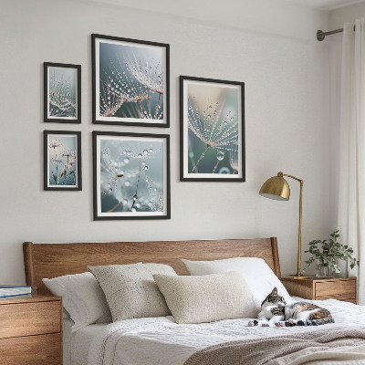 Sieninė paveikslų galerija Minimalistiniai rasos lašai augalams