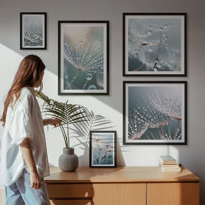 Sieninė paveikslų galerija Minimalistiniai rasos lašai augalams