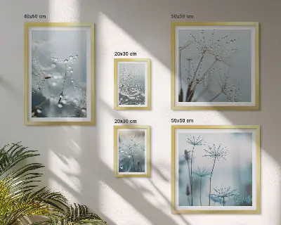 5 paveikslų rinkinys su rėmais augalų motyvai ir vandens lašai