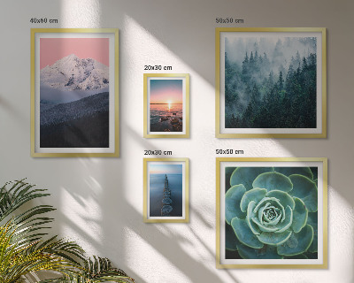 5 paveikslų rinkinys su rėmais Peizažai kalnai jūra boho
