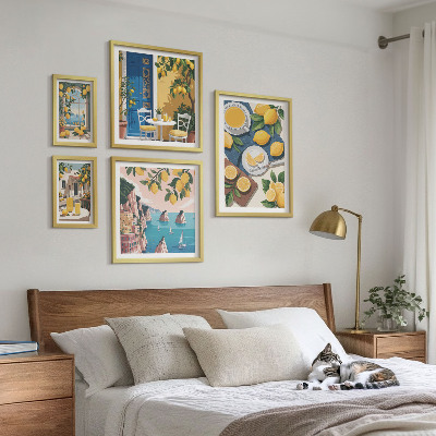 Paveikslų rinkinys miegamajam Citrinų gaivumo bohemiška vasara