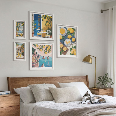 Paveikslų rinkinys miegamajam Citrinų gaivumo bohemiška vasara