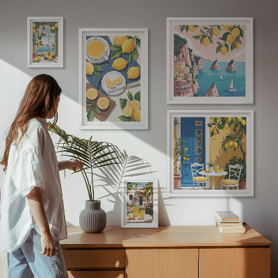 Paveikslų rinkinys miegamajam Citrinų gaivumo bohemiška vasara