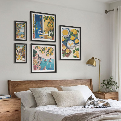 Paveikslų rinkinys miegamajam Citrinų gaivumo bohemiška vasara
