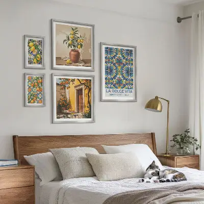 Sieninė paveikslų galerija itališkų citrusinių vaisių motyvai Viduržemio jūros stiliumi