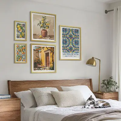 Sieninė paveikslų galerija itališkų citrusinių vaisių motyvai Viduržemio jūros stiliumi