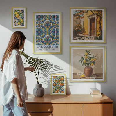 Sieninė paveikslų galerija Itališki citrusiniai vaisiai Viduržemio jūros stiliumi