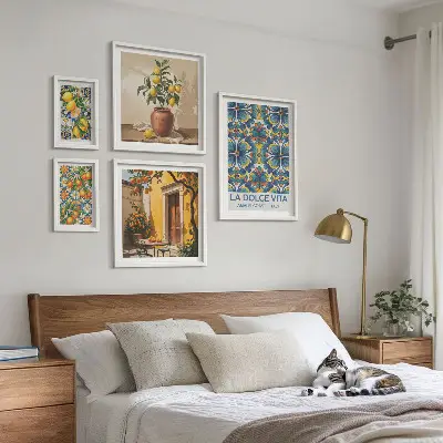 Sieninė paveikslų galerija itališkų citrusinių vaisių motyvai Viduržemio jūros stiliumi