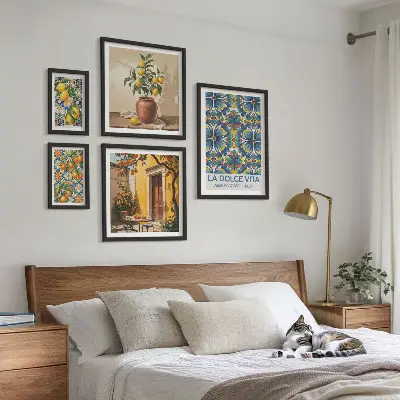 Sieninė paveikslų galerija itališkų citrusinių vaisių motyvai Viduržemio jūros stiliumi
