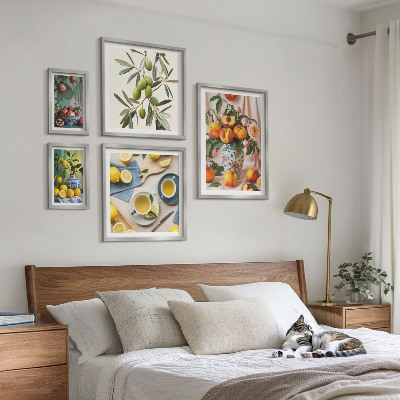 Sieninė paveikslų galerija Vaisių ir gėlių kaimiškas dekoras