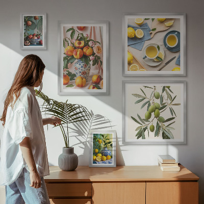 Sieninė paveikslų galerija Vaisių ir gėlių kaimiškas dekoras
