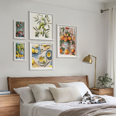 Sieninė paveikslų galerija Vaisių ir gėlių kaimiškas dekoras