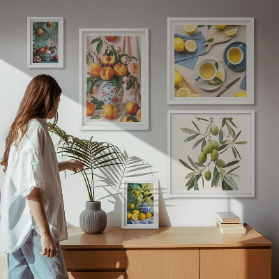 Sieninė paveikslų galerija Vaisių ir gėlių kaimiškas dekoras