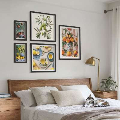 Sieninė paveikslų galerija Vaisių ir gėlių kaimiškas dekoras